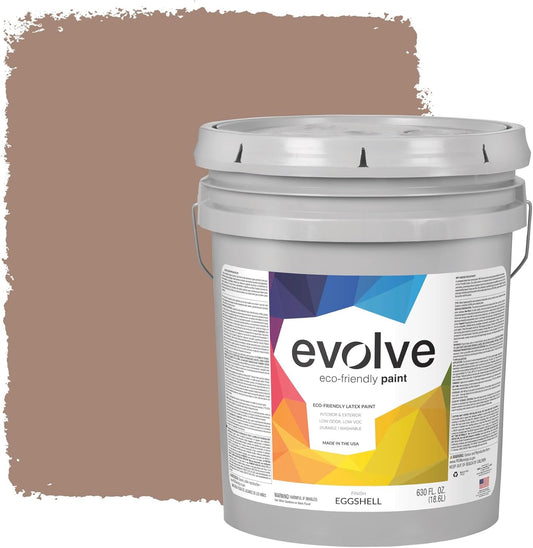 EVOLVE Paint & Primer: Environment-friendly, Low Sheen with One-coat Coverage for Interior & Exterior surfaces (Feather Brown, 5-Gallon)