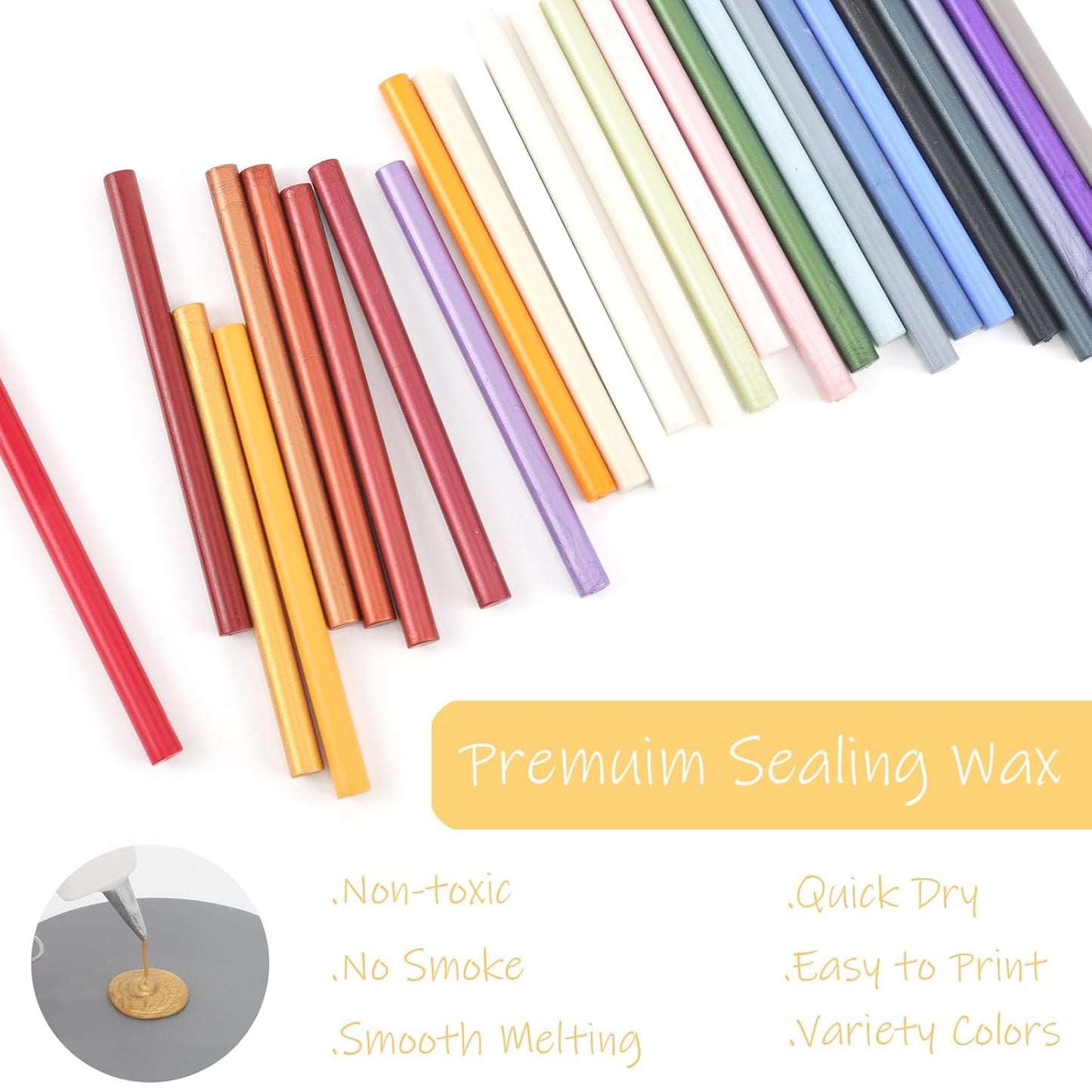 Gold Wax Seal Sticks 26pcs, Andotopee Glue Gun Wax Seal Sticks for Wax Seal Stamp, Premium Sealing Wax for Envelope Letter Seal Wedding Invation Craft Adhesive, Great Gift Ideas (Mini Size)