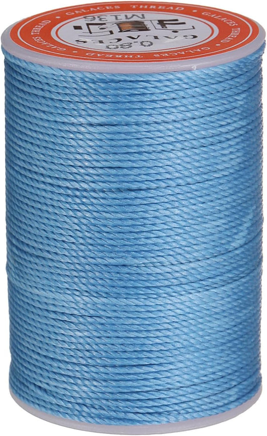 uxcell Round Leather Sewing Waxed Thread, 55m / 60 Yards Wax Polyester String, 0.8mm Waxed Stitching Cord for Leather Crafts, Bookbinding, Bracelets Braided, Peacock Blue