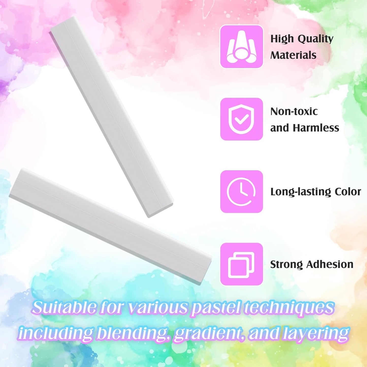 24 Pcs Soft Pastel Drawing Chalk Set Square Sketch Chalk Non-toxic Artist Pastel Sticks for Professional Artists Students and Art Lovers(White)