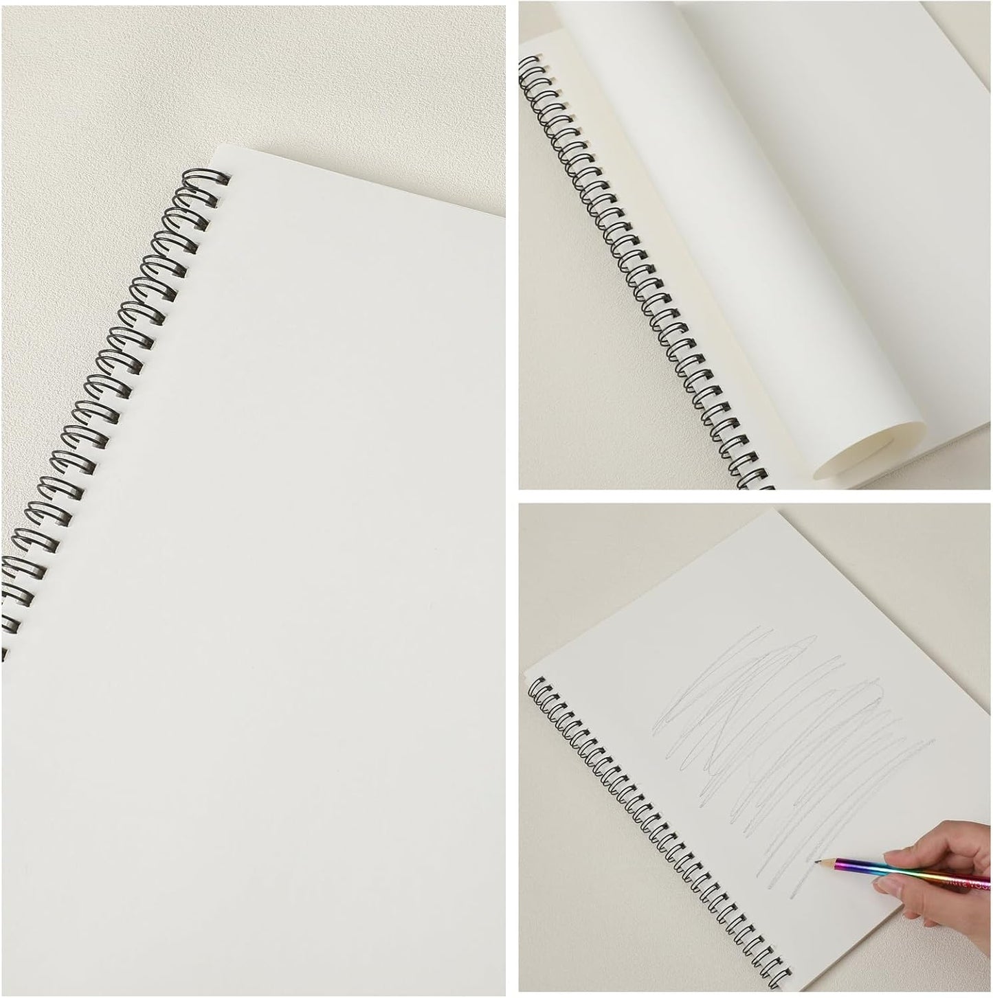 Qilery 24 Pcs 8.5 x 11'' Sketch Book Pads Bulk 30 Sheets Each Spiral Sketchbook 100 GSM Drawing Paper Acid Free Art Sketch Book Pack for Painting Sketching