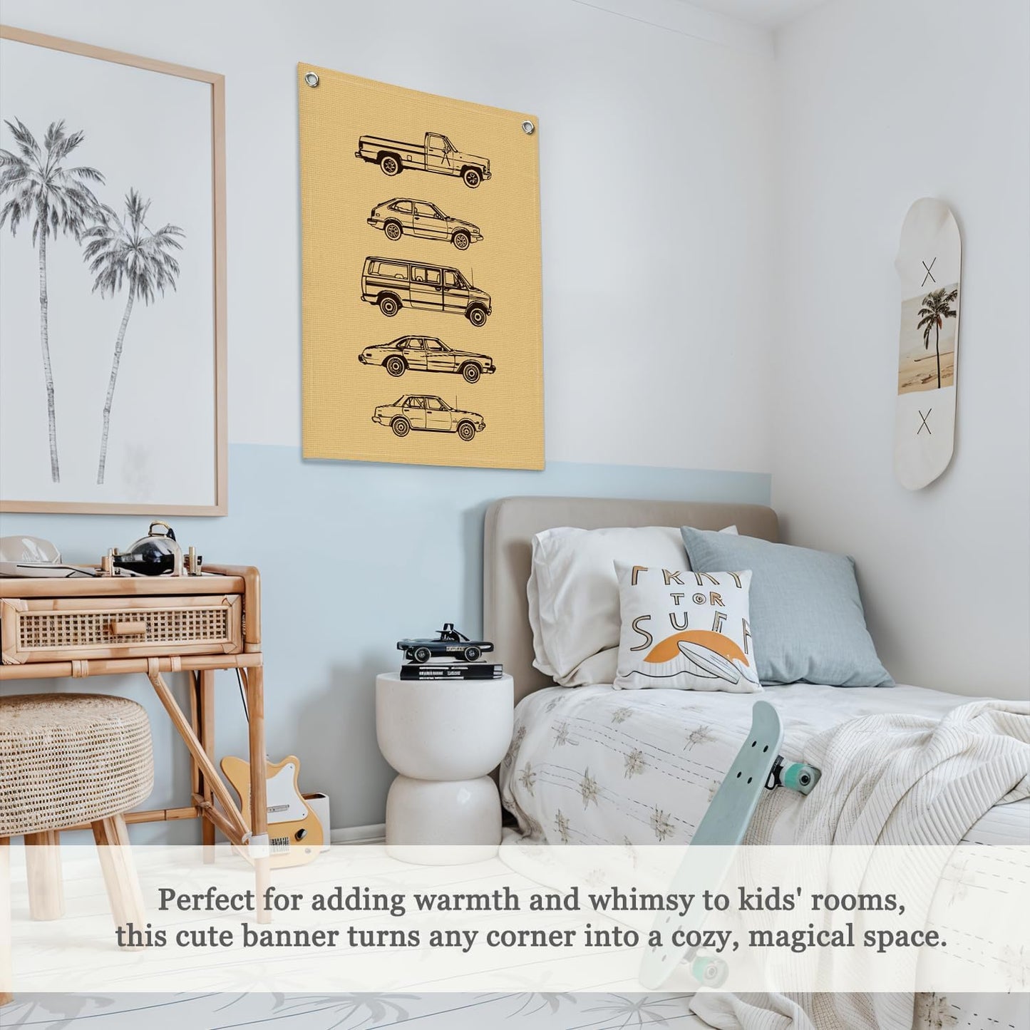 Boy Room Decor,Cars Room Decor for Boys Linen Canvas Banner,Toddler Wall Hanging Pennant Flag for Boys Kids Bedroom Dorm Nursery 18x25 Inch