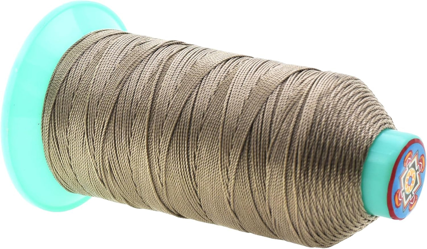 Mandala Crafts Bonded Nylon Thread Dark Beige Heavy Duty Sewing Threads - 415 YDs Size 346 210D T350 Tex 350 Thread for Leather Jeans Weaving Outdoor Marine Upholstery Threads