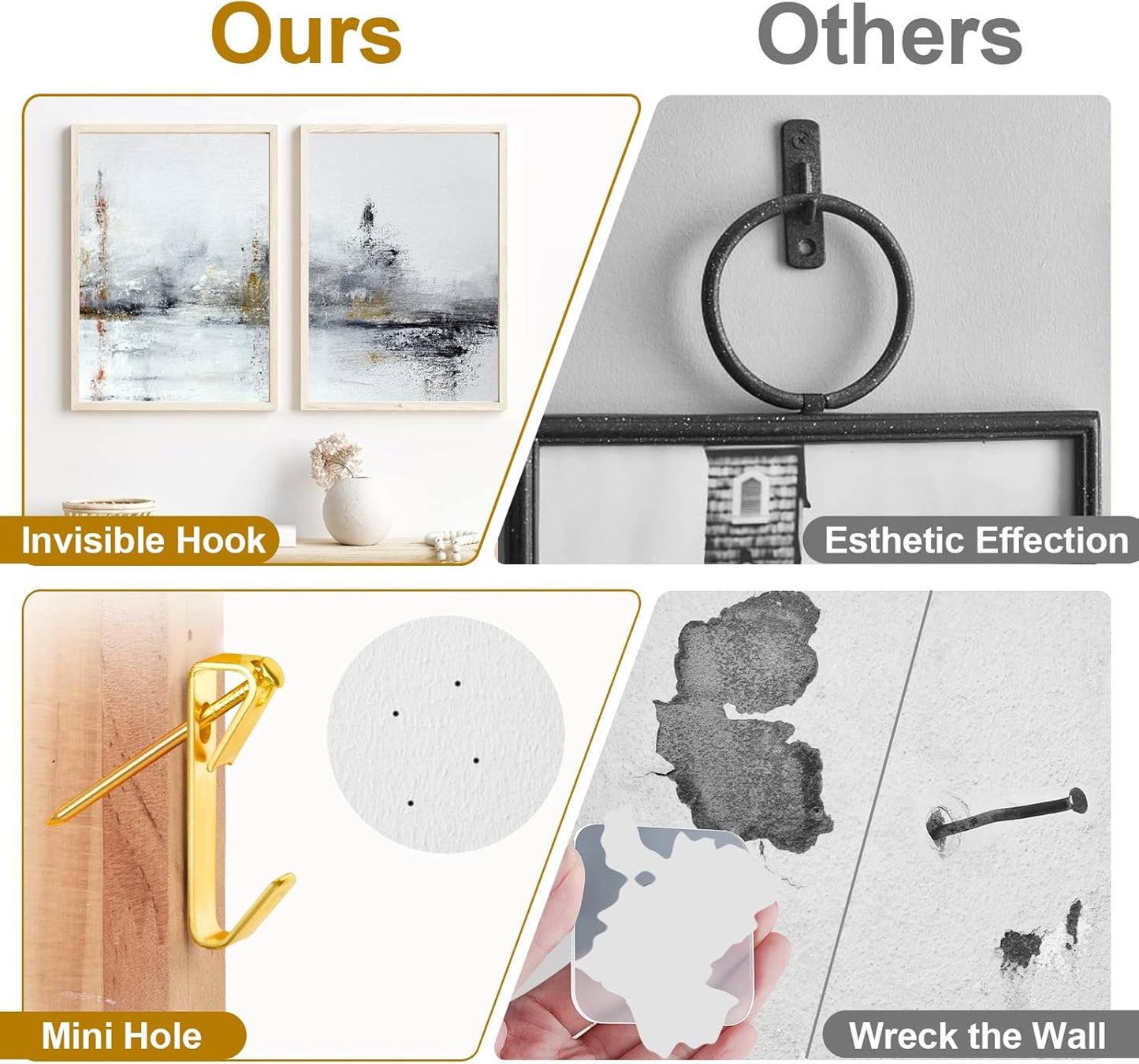 372 PCS Picture Hanging Kit, Christmas Decorations Indoor Outside Picture Hangers, Heavy Duty Picture Frame Mirror Wall Hanging Hardware Hooks Kit with Nails Sawtooth for Hanging Picture