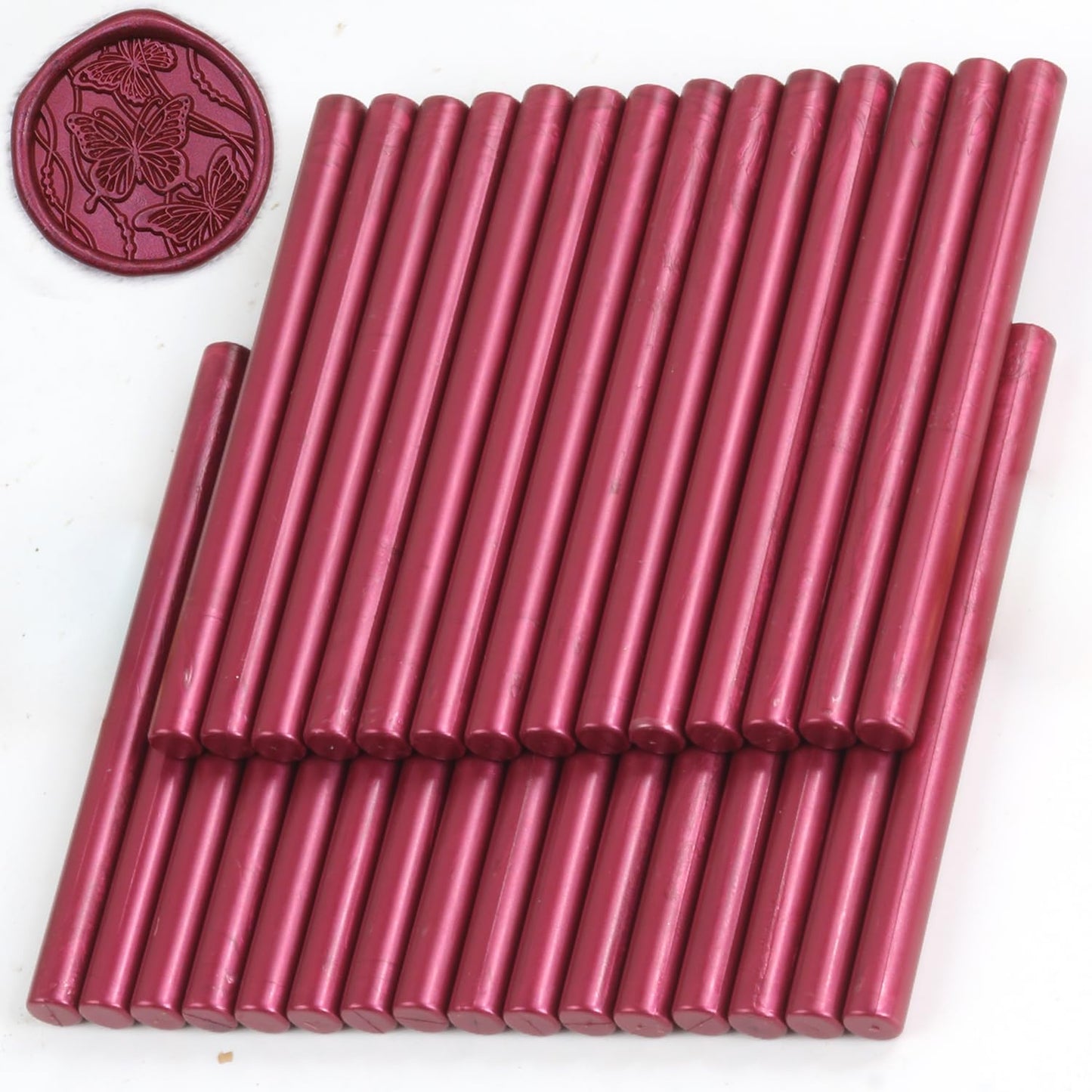 Purplish Red Wax Seal Sticks, 30pcs Sealing Wax Sticks, HOSEALING Glue Gun Wax Seal Sticks for Wax Seal Stamp, Premium Sealing Wax for Wedding Invitations, Letter, Envelope (Mini Size)