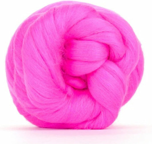 Revolution Fibers Merino Wool Combed Top | 1 lb Premium Wool Roving | 22 Micron, Best Merino Wool for Spinning, Tapestry, Needle Felting, Big Yarn Roving and Wall Hangings (Flo Pink)