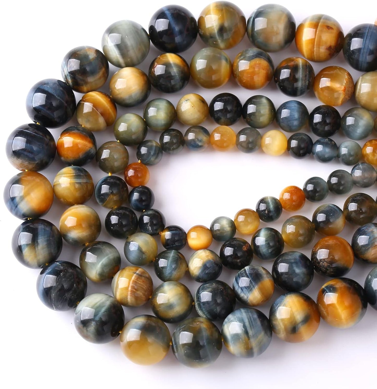 4mm 90pcs AAA Tiger Eye Beads for Jewelry Making 6mm 60Pcs Natural Stone Beads Semi Precious Round Smooth Gemstones Energy Healing Loose Beads (Dream Blue Tiger Eye Stone, 4mm)