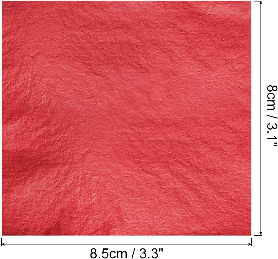 MECCANIXITY Gold Leaf Foil Sheet, Red Leaf Papers, 3.3 x 3.1inch for Art Decoration, Sculptures, Painting, Pack of 100