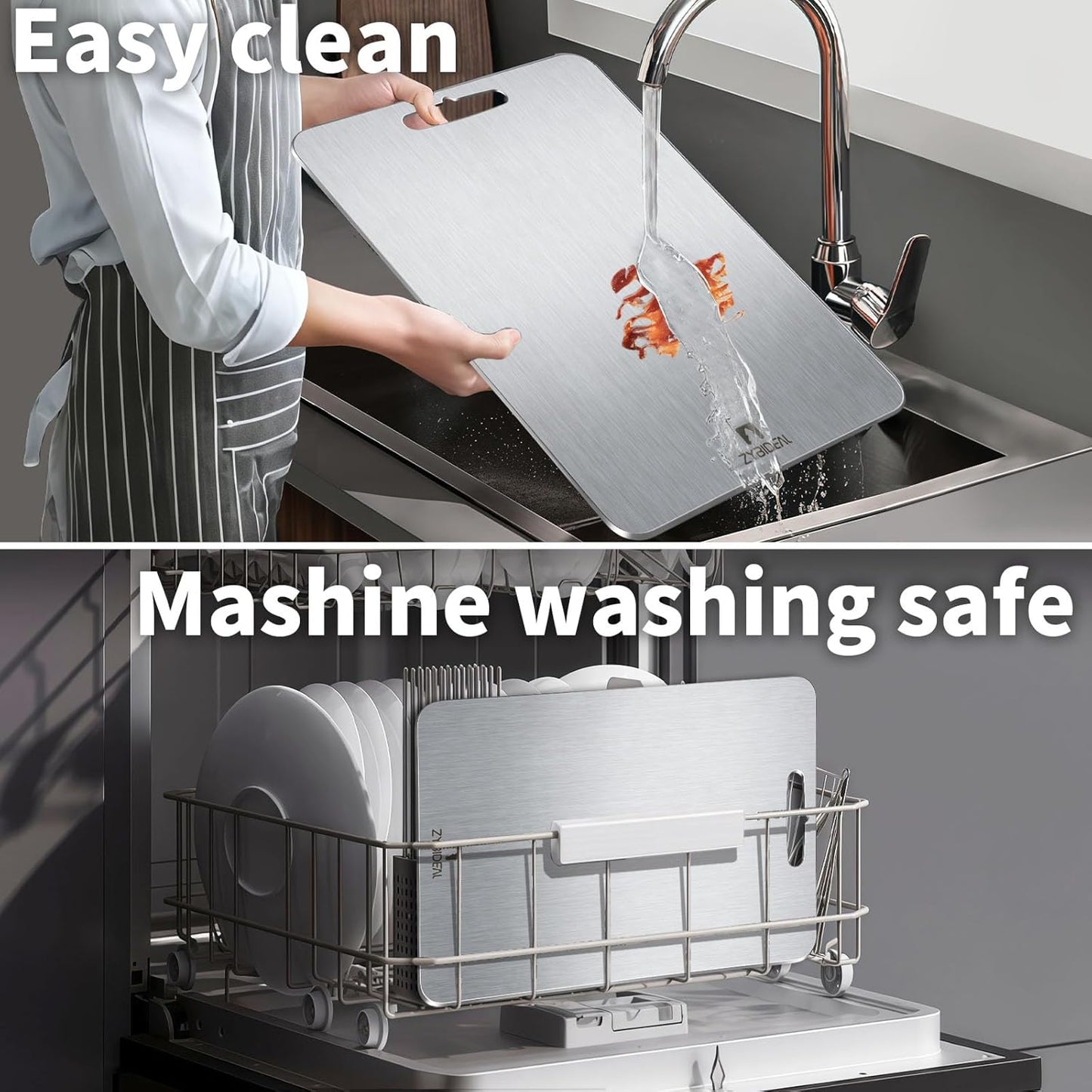 Pure Titanium Cutting Board, Stainless Cutting Boards for Kitchen, Double-Sided Food Grade Chopping for Meat, Vegetable & Fruit (12 * 18 IN)