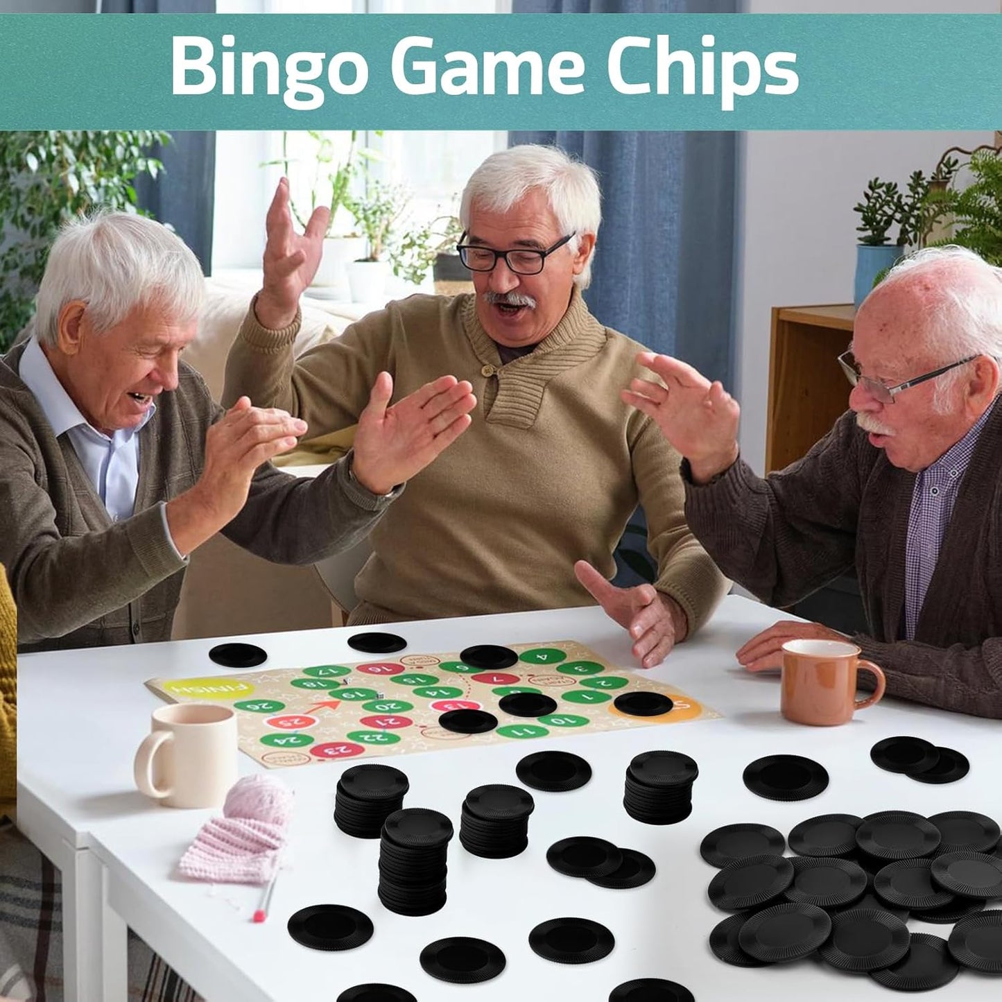 Coopay 1000 Pieces Plastic Poker Chips, Bingo Chips Bulk Learning Counters Disks Poker Card Game, Counting Markers for Math Practice, Game Tokens and Teaching Rewards, 25 mm/ 1 Inch (Black)