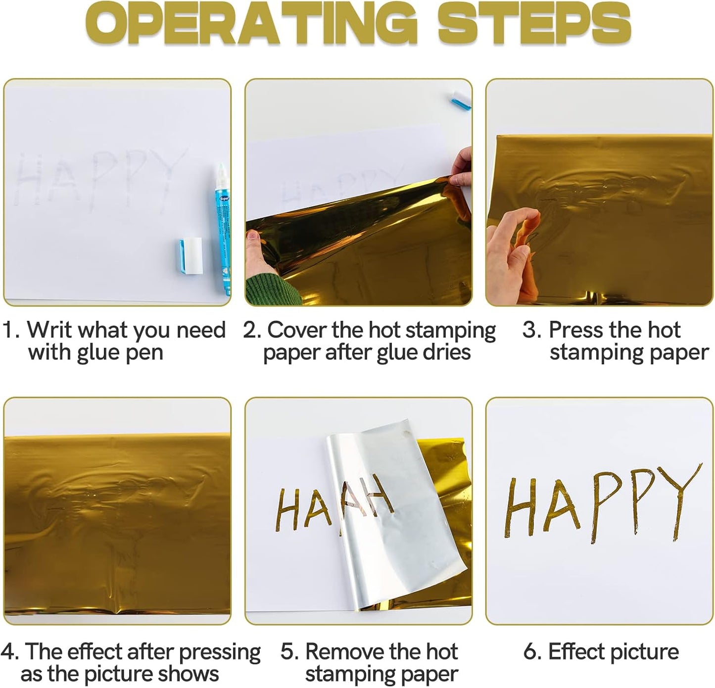 Briartw 20x29cm Hot Foil Paper 50 Sheets Pack Toner Reactive Foil Hot Stamping Foil Paper by Laser Printer and Laminator for Scrapbooking Craft Cardmaking DIY Album (Golden Gemstone, 50 Sheets)