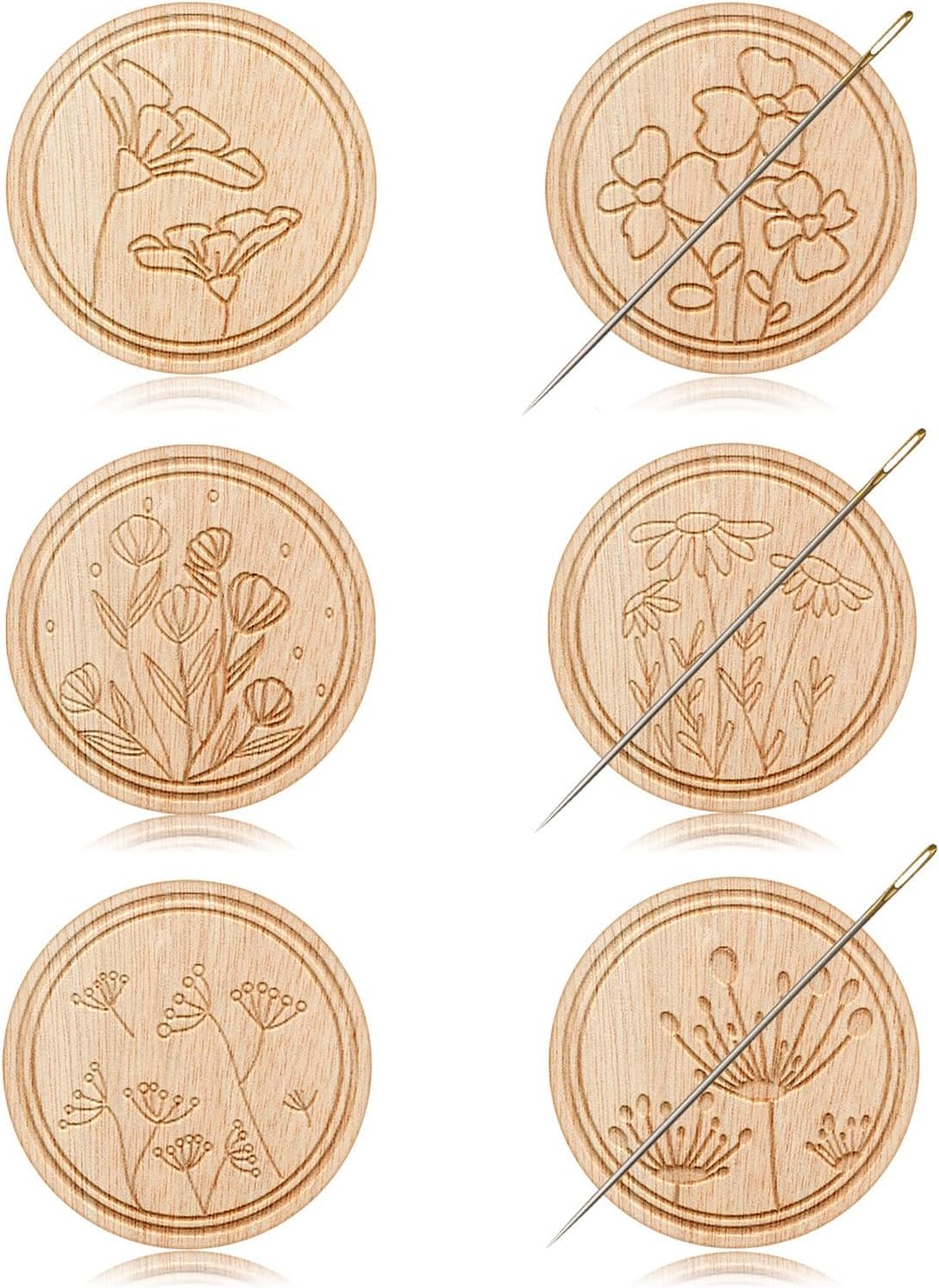 TXIN 6-Piece Magnetic Needle Nanny - Flower Patterned Needle Keepers for Cross Stitch, Embroidery, Crafts & Needlework Supplies