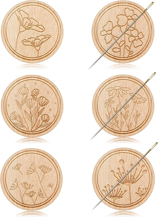 TXIN 6-Piece Magnetic Needle Nanny - Flower Patterned Needle Keepers for Cross Stitch, Embroidery, Crafts & Needlework Supplies