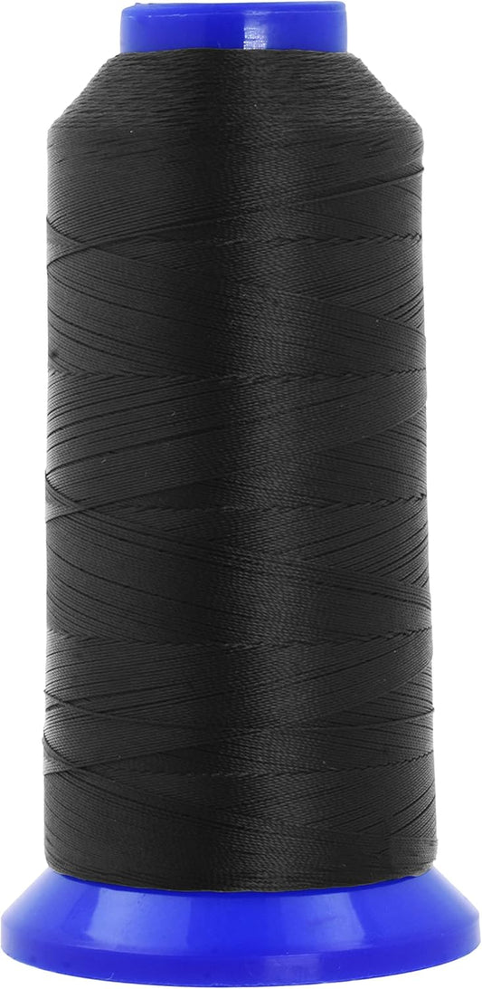Mandala Crafts Black Heavy Duty Thread -1500 Yds Tex 70 Thread for Sewing Drapery Jeans Leather Hair - Bonded Polyester Thread Outdoor Marine Upholstery Threads