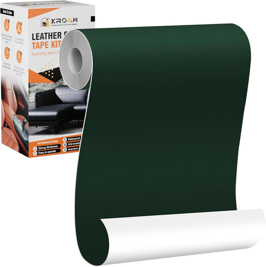 Leather Repair Tape, 4.7x63 inch, Green, Fine Grain, Self-Adhesive, Water-Resistant, Strong Adhesion, For Furniture, Leather, Vinyl