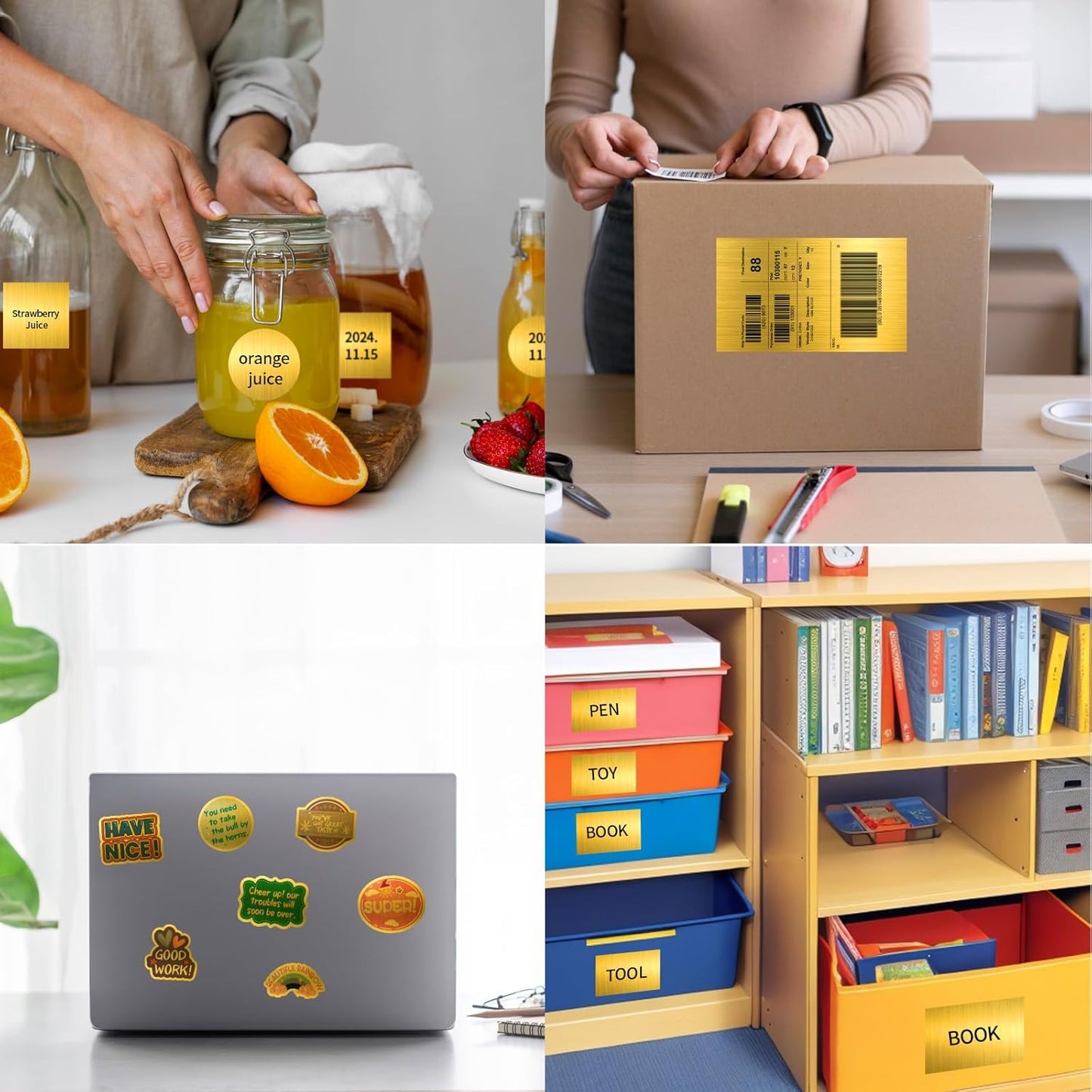 Gold Printable Sticker Paper, 20 Sheets Printable Holographic Gold Sticker Paper, Laser/Inkjet Printing-Letter Size (8.5" x 11")