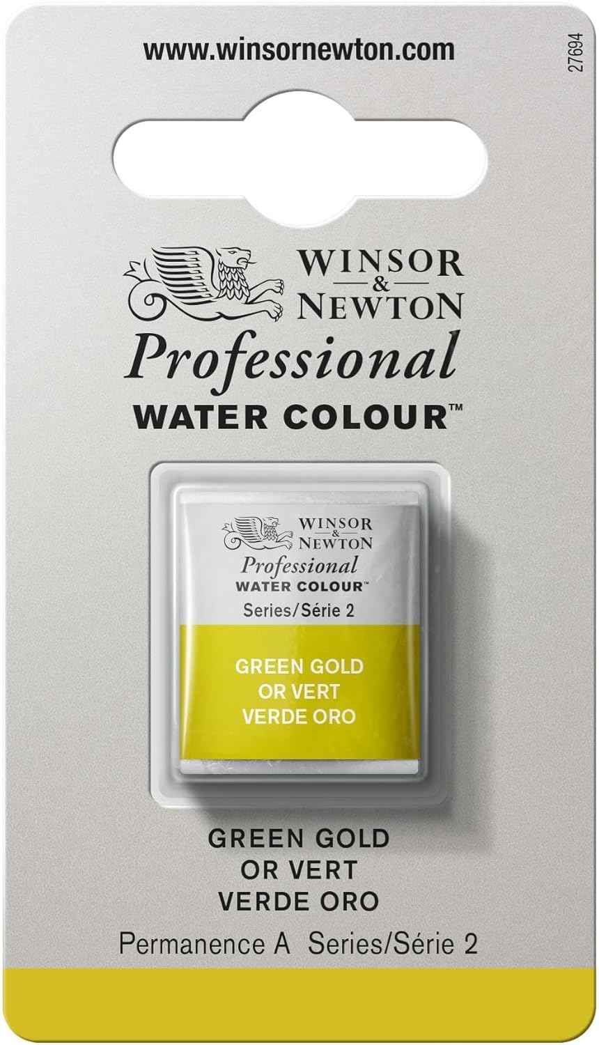 Winsor & Newton Professional Water Colour Paint, Half Pan, Green Gold