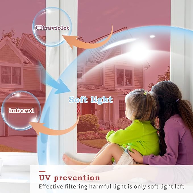 Filmgoo Window Privacy Film One Way Daytime Mirror Tint Treatments UV Heat Control Vinyl Stickers Sun Block Glass Paper Door Covering Reflective (Red Silver, 35.4 Inch x 6.5 Feet)