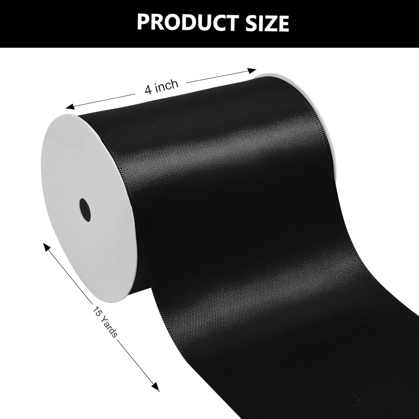 Black Satin Ribbon 4 Inch X 15 Yards Solid Color Double Faced Ribbons Perfect for Crafts Wedding Decor Bow Making Arts Sewing and More
