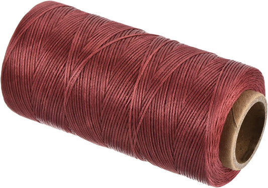 MECCANIXITY Waxed Thread,284 Yard 0.8mm 150D Flat Wax Thread Polyester Waxed String for Leather Sewing Hand Weaving Book Binding Home Decoration,Deep Red