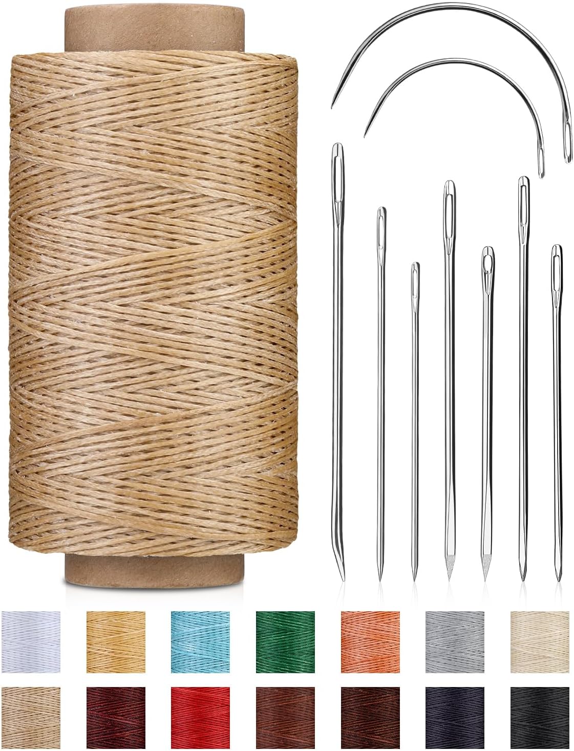 DIUDUS 218 Yards Upholstery Thread, Heavy Duty Thread for Hand Sewing, Sewing Kit with 9 Upholstery Needles for Hand Stitching Bookbinding Repair Canvas