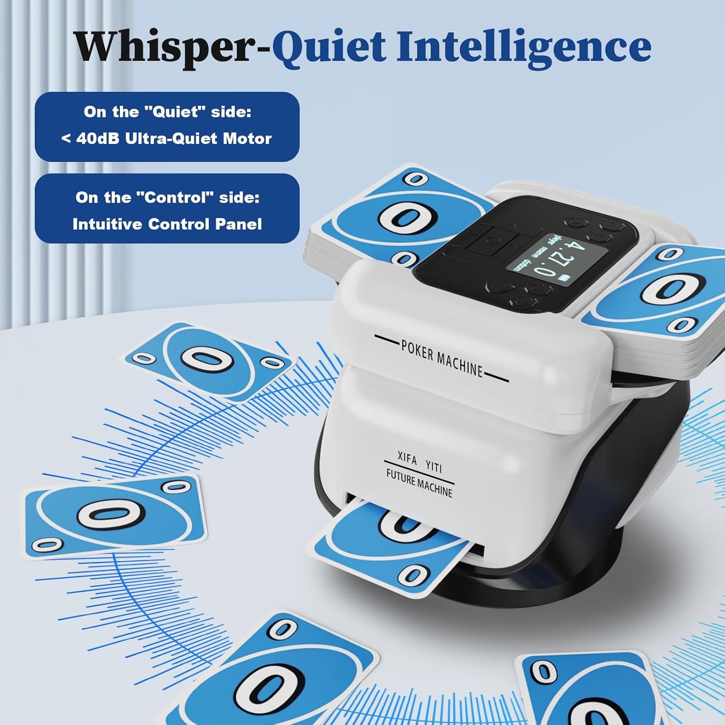 2-in-1 Automatic Card Shuffler & Dealer for 1-2 Decks Support 8 Players, 4 Drawing Remotes, Rechargeable Card Dealer Machine, Preset Games for Poker, UNO, Blackjack, Texas Hold'em, Crazy Eights