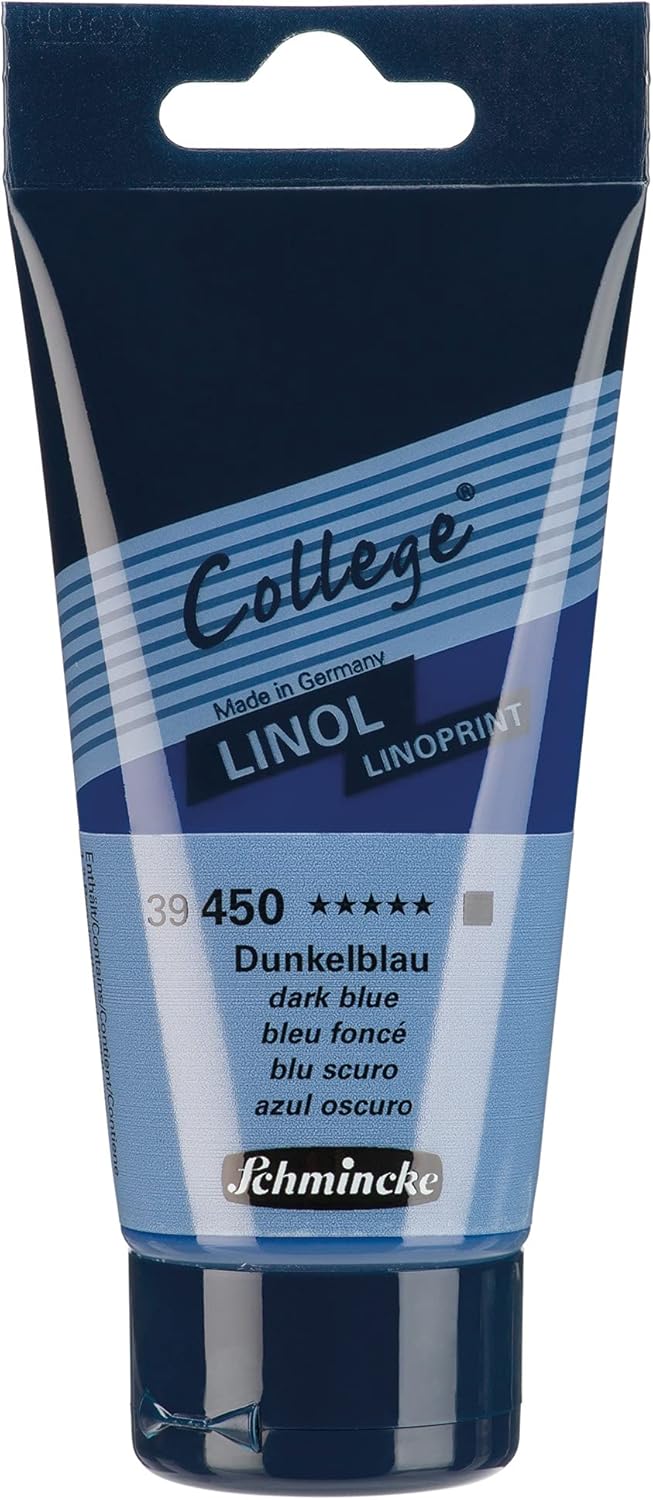 Schmincke - College Linol, Artists' lino Printing Inks, Dark Blue in 75 ml Tube, 39450013, Low-Odour Water-Based lino Printing Ink, lightfast, Even Print