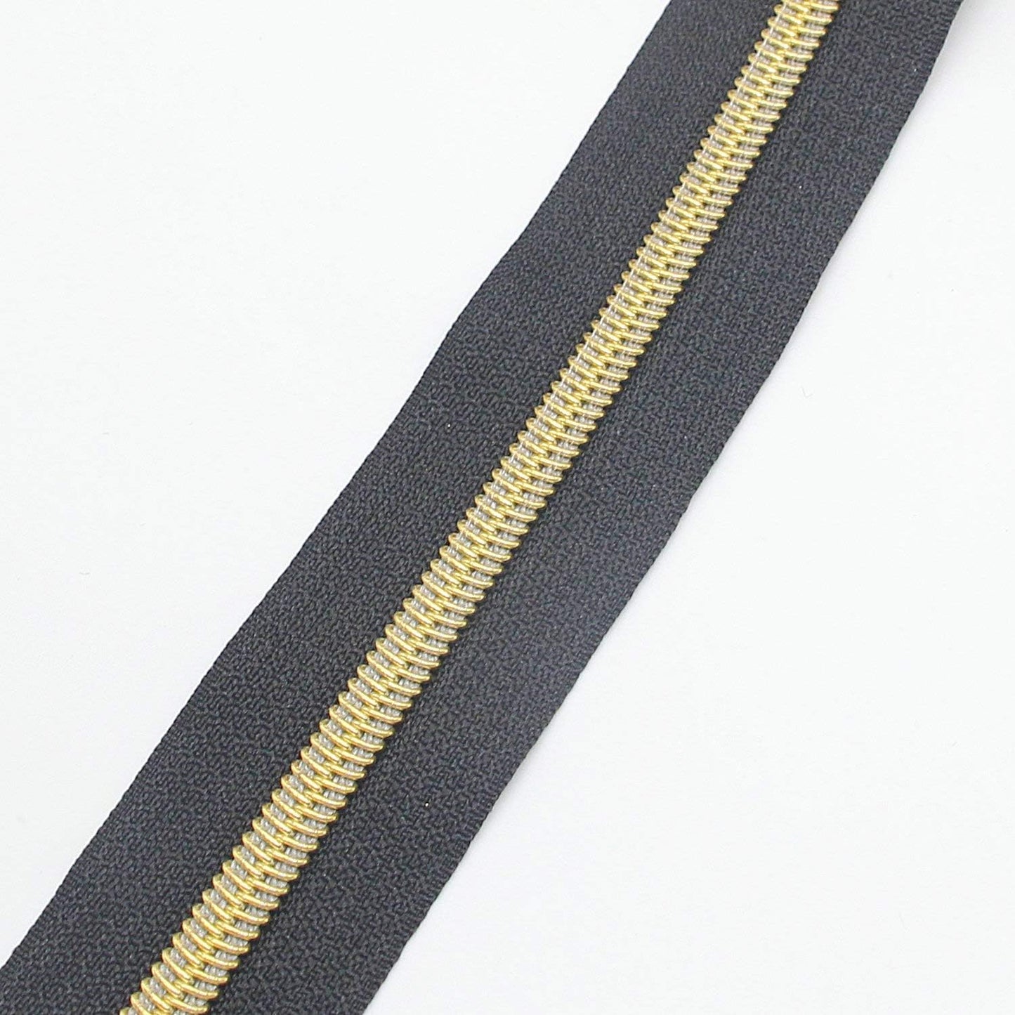 Leekayer #5 Gold Metallic Nylon Coil Zippers by The Yard Bulk 10 Yards Black Tape with 25pcs Gold Sliders for DIY Sewing Tailor Craft Bag(Black)