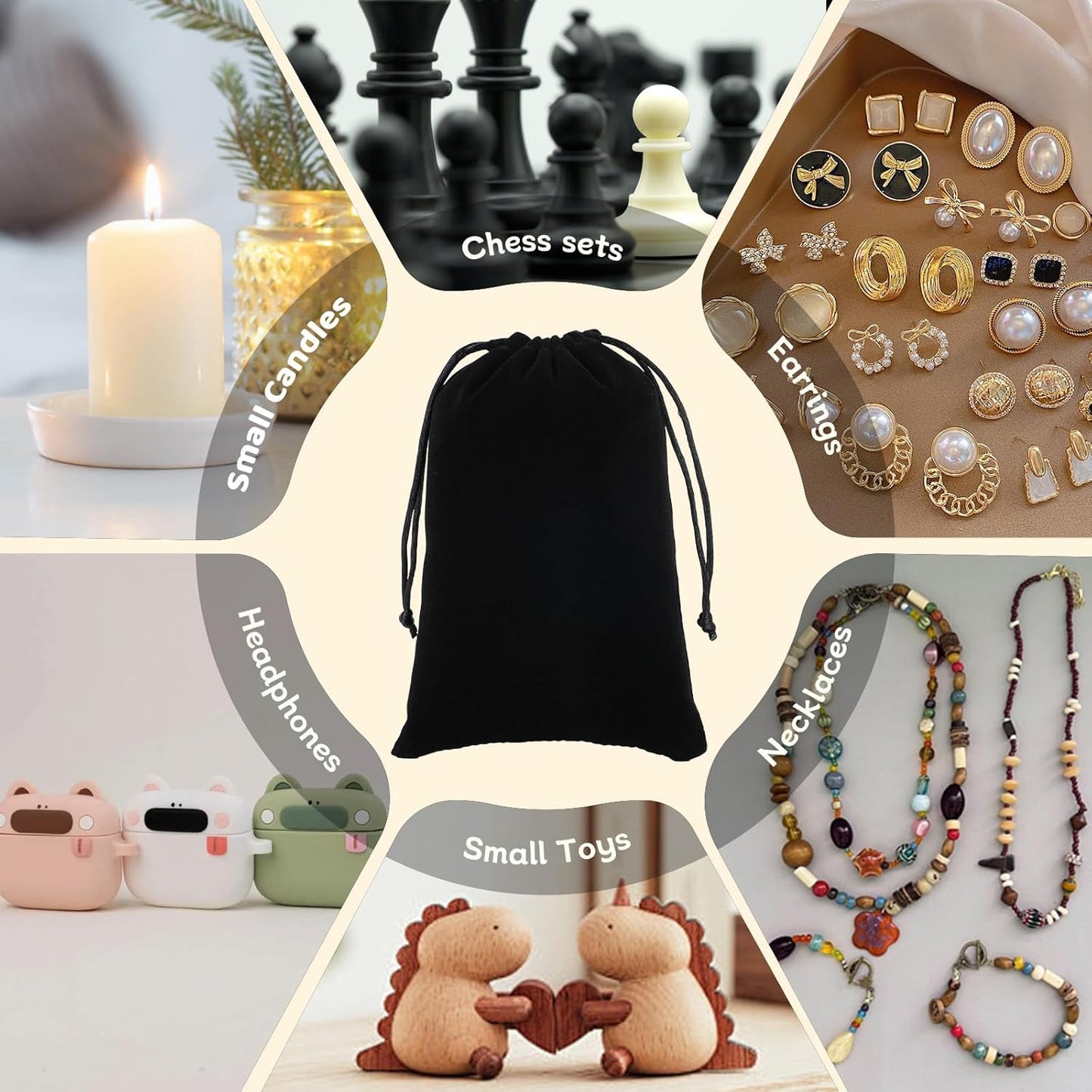 Velvet Drawstring Jewelry Bag, 50Pcs Black Coin Pouch, 4x6 Tarot Card Holder For Wrapping Halloween Party Favors, Small Jewelry, Small Bussiness, Palm Crosses, Customers, For Church