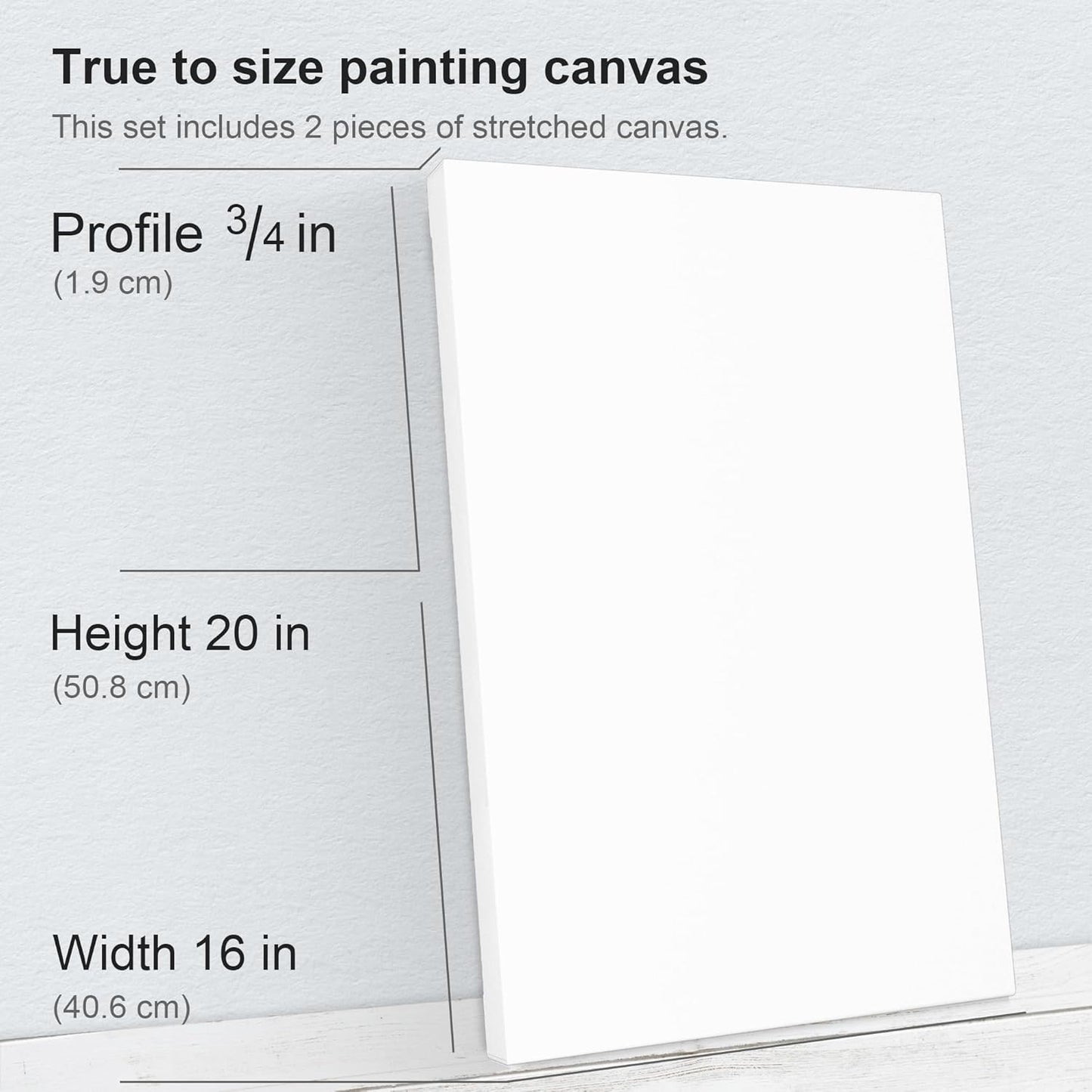 PHOENIX 16x20 Inch 2 Pack Artist Canvas - Large Stretched Canvases for Painting - 3/4 Inch Profile, 100% Cotton 11 Oz. Gesso Primed White Blank Professional Canvas Oil & Acrylic Paints