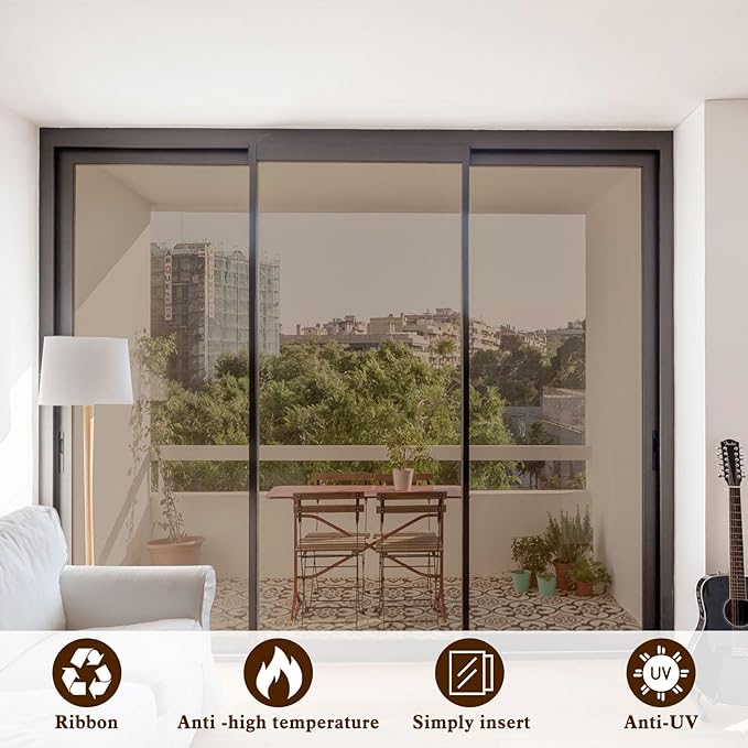Window Privacy Film One Way Daytime Mirror Tint Treatments UV Heat Control Vinyl Stickers Sun Block Glass Paper Door Covering Reflective 35.4 Inch x 13.1 Feet Brown Silver