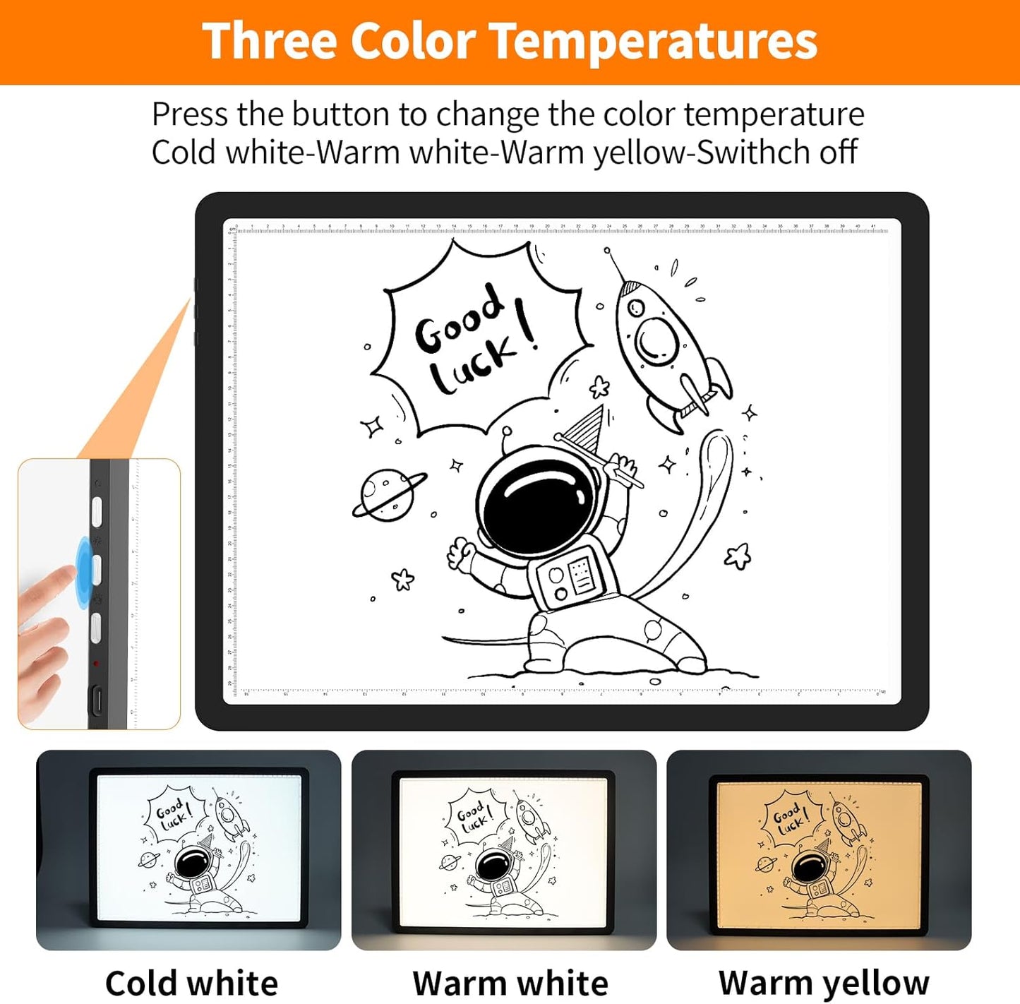 Elice Magnetic A3 Light Board with Bag for Diamond Painting, Tracing LED Light Box with Side Buttons, Super Bright Diamond Art Light Pad, Light Table for Drawing, Sketching, Weeding Vinyl - Black