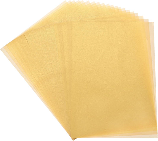MECCANIXITY Colored Vellum Paper, 20 Sheet Gold Transparency 11.7 x 8.2 Printable Vellum Paper, Translucent Vellum Sheets for Printing Wedding Invitations, Ink Jet Laser Printer
