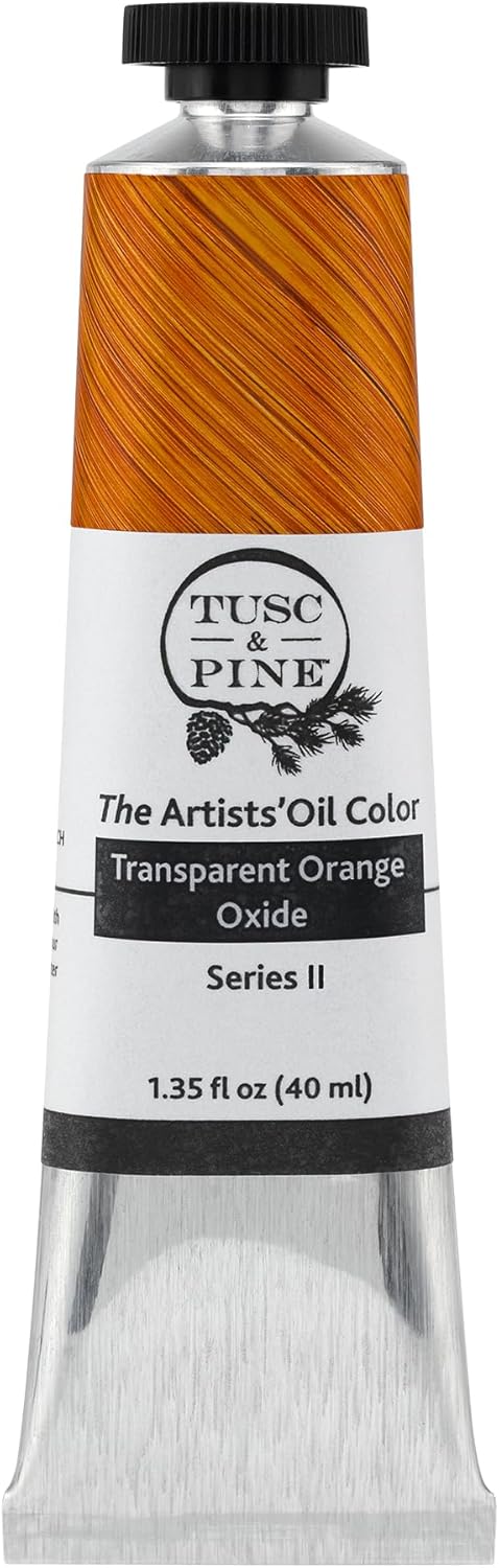 Tusc & Pine Artist Oil Paint - Transparent Orange Oxide, 40 ml, Non-Yellowing, Rich & Creamy Consistency, Maximum Pigment Load, Small Batch Milled Oil Paints Made in the USA for Professional Artists