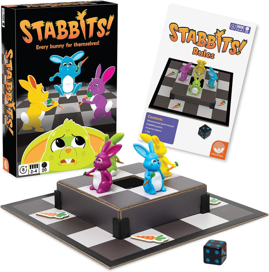 MindWare Stabbits: Strategic Bunny Battle Game – Beware of Backstabbing Rabbits with Lethal Carrots – Fun and Sneaky Board Game for 2-6 Players