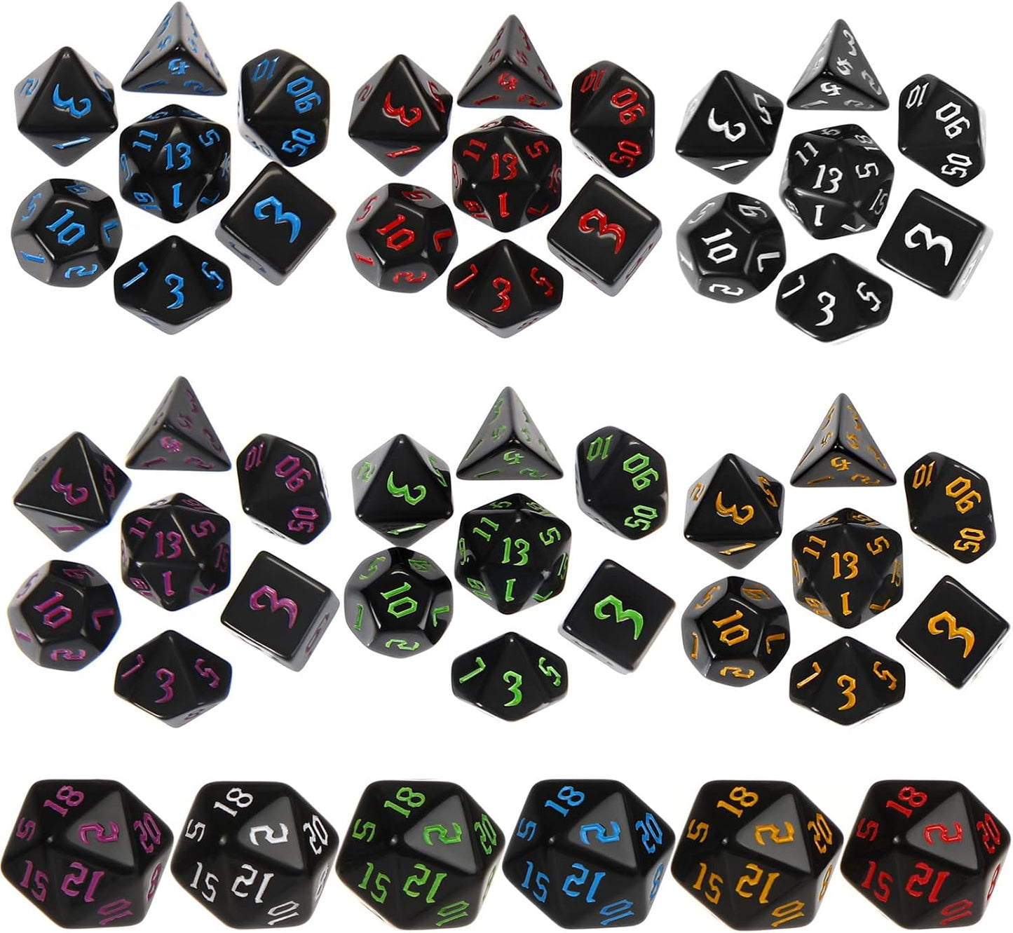 Yilloog 350 Pcs Compatible with DND Dice Sets Bulk Polyhedral Dice with Drawstring Bag Dice Multi Role Playing Table Game D4 D6 D8 D10 D% D12 D20 Compatible with Dungeons and Dragons (Classic Style)