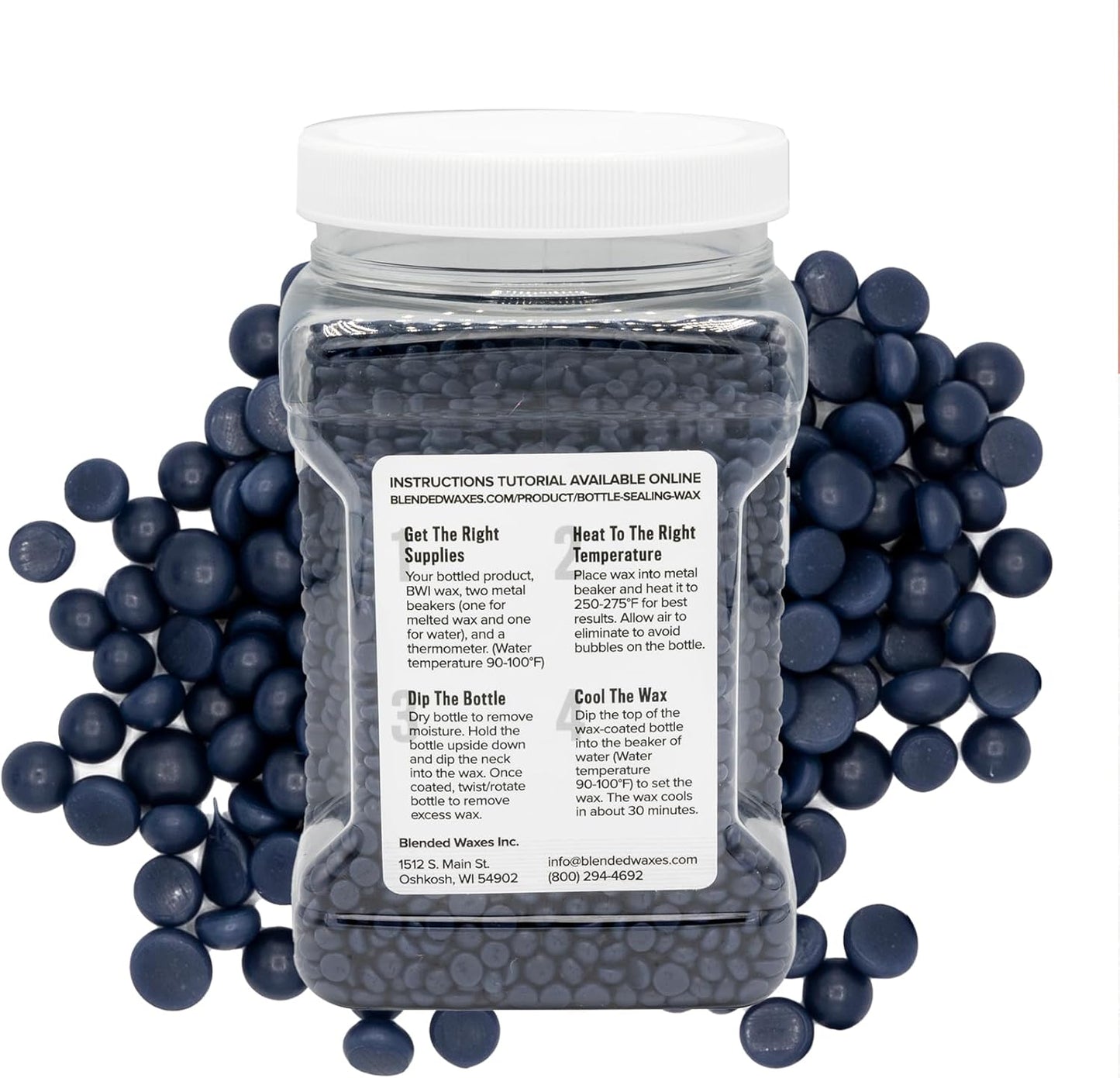 Blended Waxes, Inc. Bottle Sealing Wax, Pastille Wax Seal Beads For Wine, Beer, and Liquor Bottle Sealing, Seals Between 25-30 Bottles, 1 lb, Navy Blue