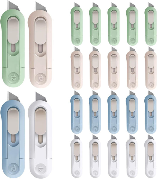 DIYSELF 24 Pack Box Cutter Retractable, Small Utility Knife, Sharp Box Knife, High Carbon Steel Box Opener, Razor Box Knife, Multifunctional Boxcutters for Office, Home, Arts and Crafts, Hobby