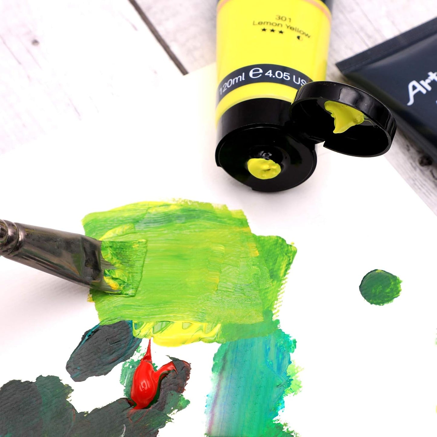 Artecho Green Acrylic Paint, Sage Green Paint (120ml / 4.05oz) Tubes, Art Craft Paints for Canvas, Rock, Stone, Wood, Fabric, Art Supplies