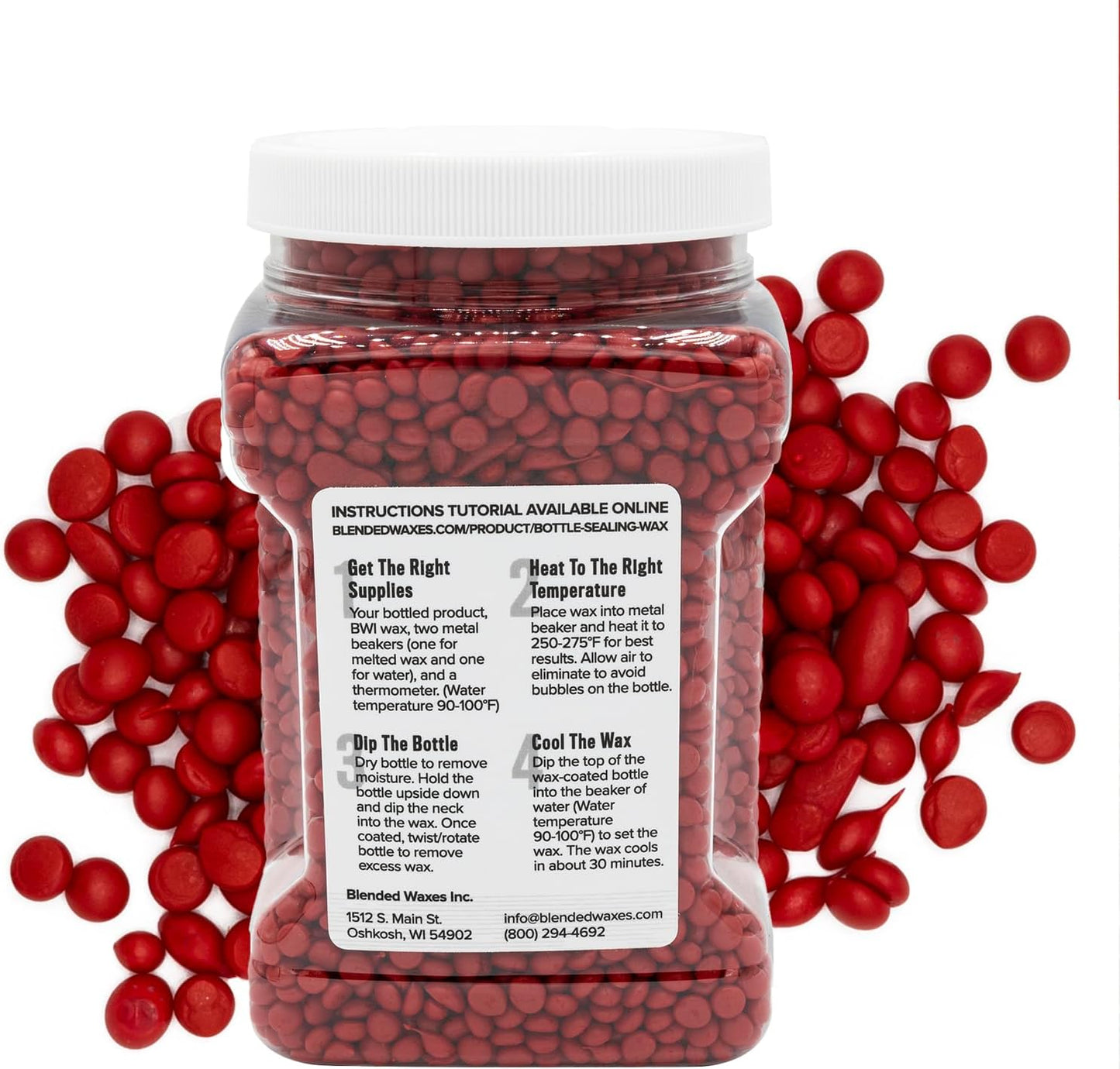 Blended Waxes, Inc. Bottle Sealing Wax Beads, Premium Pastille Wax Seal Beads For Wine, Beer, and Liquor Bottle Closure, Seals Between 25-30 Bottles, 1 lb, Red Metallic