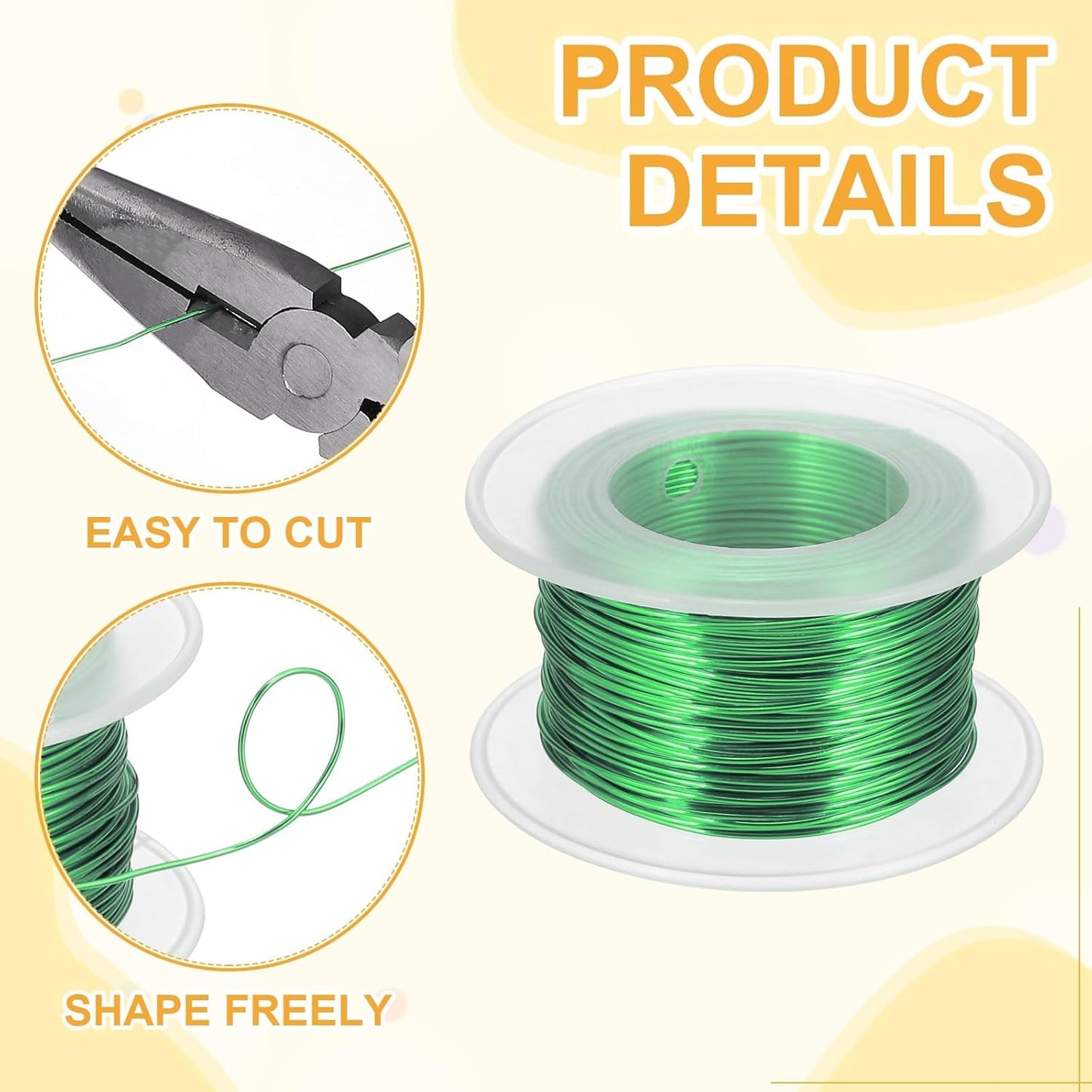uxcell 20 Gauge / 0.8mm Anodized Aluminum Wire for Jewelry Craft Making, 102 Feet Bendable Flexible Wire for DIY Home Decor Gardening Sculpture, Green