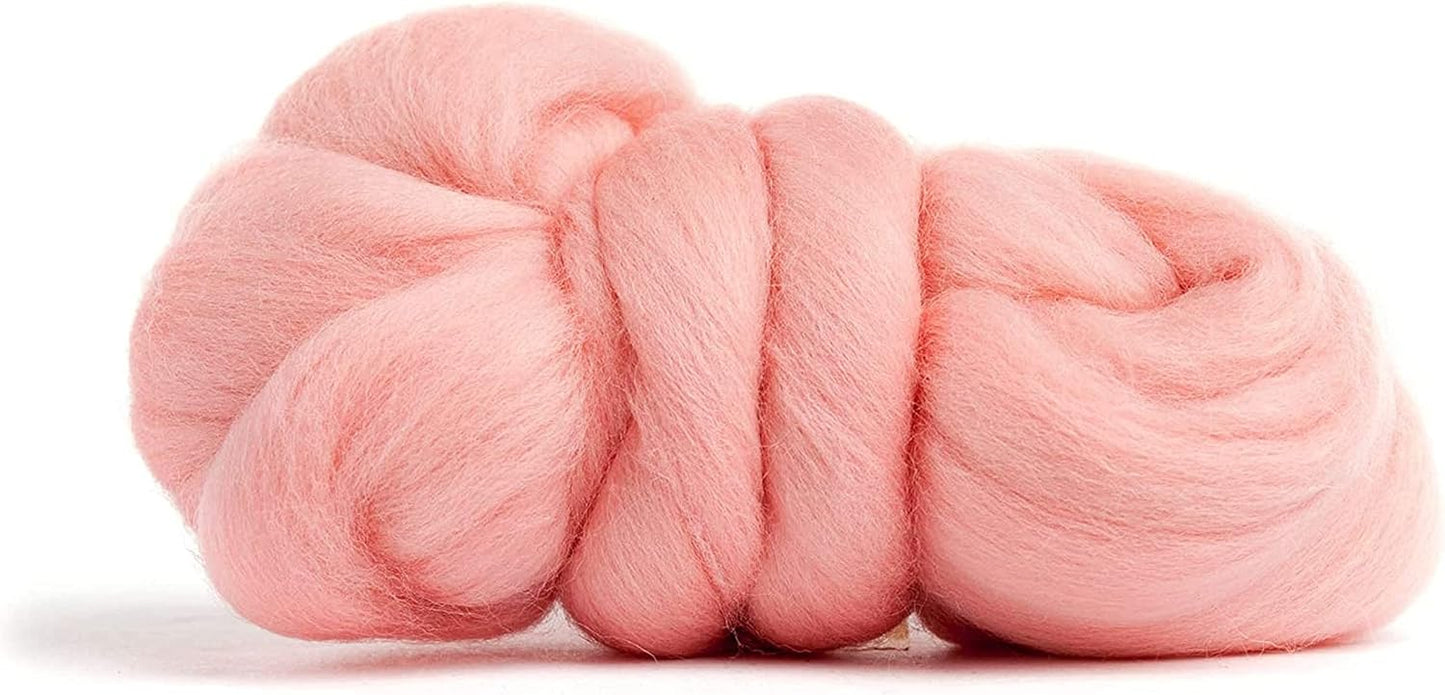 Revolution Fibers Merino Wool Roving | Premium Combed Wool Top | 22 Micron, Perfect for Felting Projects, Spinning, Wall Hangings and Tapestry (Candy Floss)