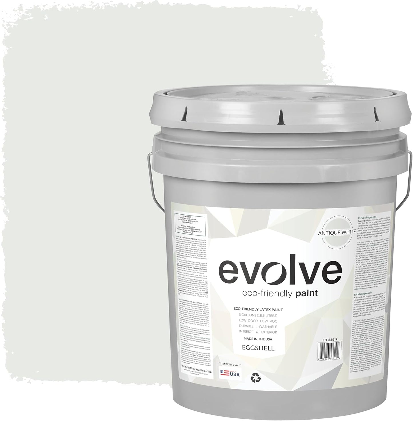 EVOLVE Paint & Primer: Environment-friendly, Low Sheen with One-coat Coverage for Interior & Exterior surfaces (Antique White, 5-Gallon)