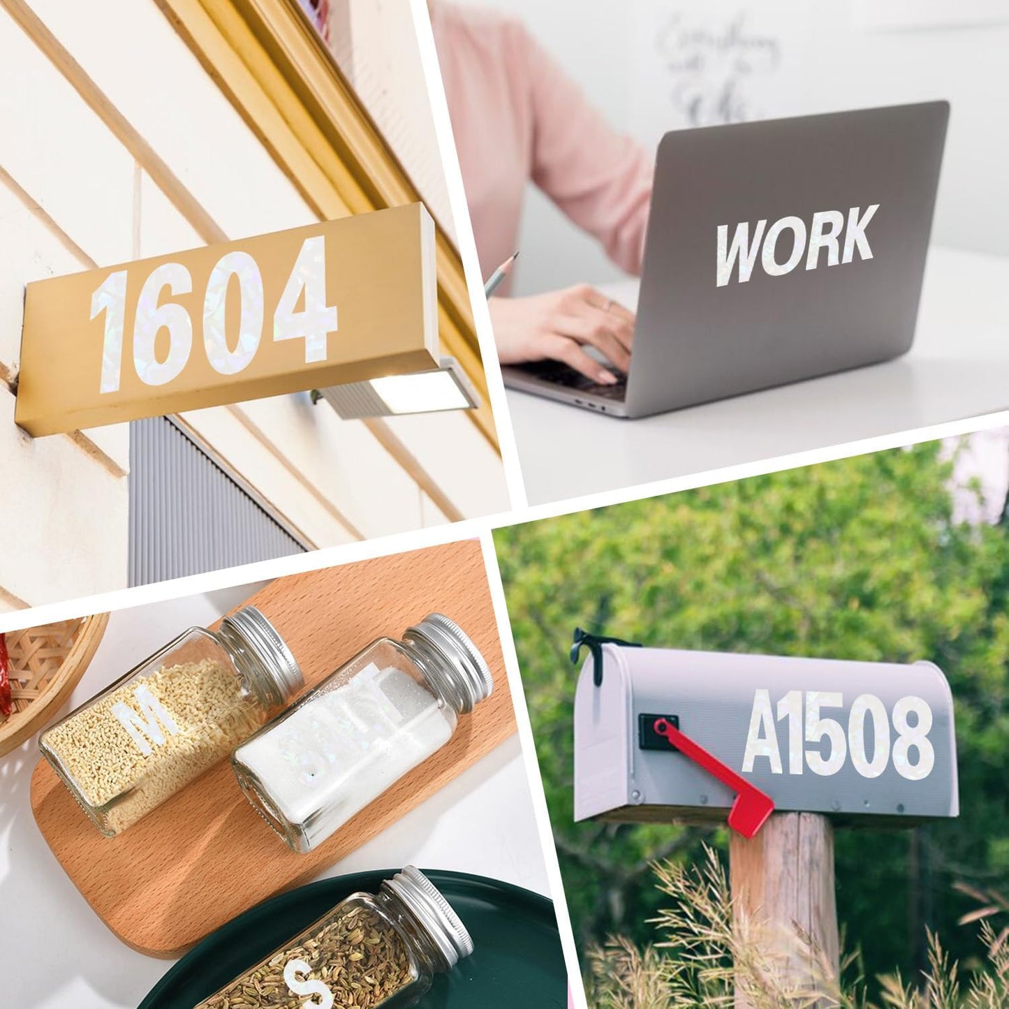 Starboling Letter Stickers,2 inch 8 Sheets White Alphabet Sticker,Self Adhesive Vinyl Letter Stickers Mailbox Numbers,for Arts Crafts Outdoor Sign Poster Mailbox Sign Doors Mailboxes Car Truck