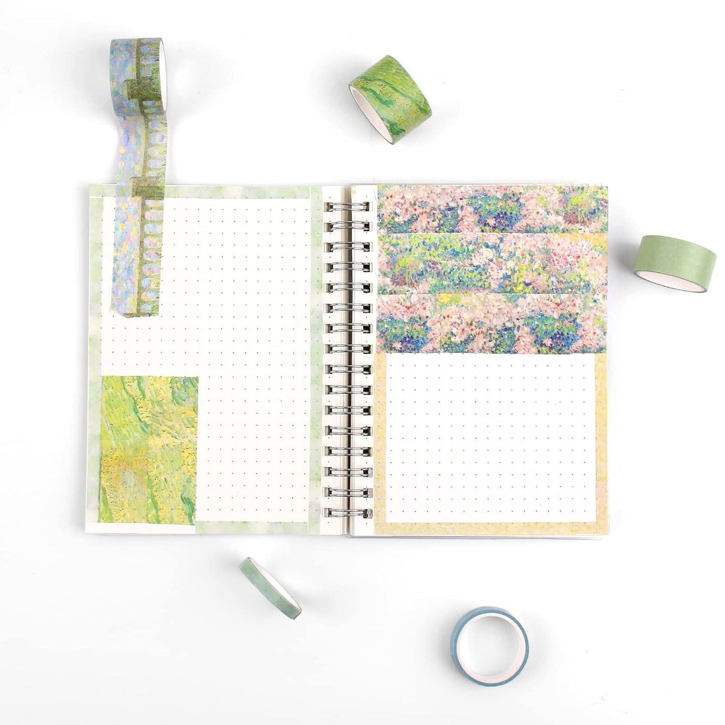 Dizdkizd Floral Green Washi Tape Set, 20 Rolls Cute Seasonal Masking Tape Aesthetic Journaling Supplies for Planner Scrapbooking Calendar Card Making