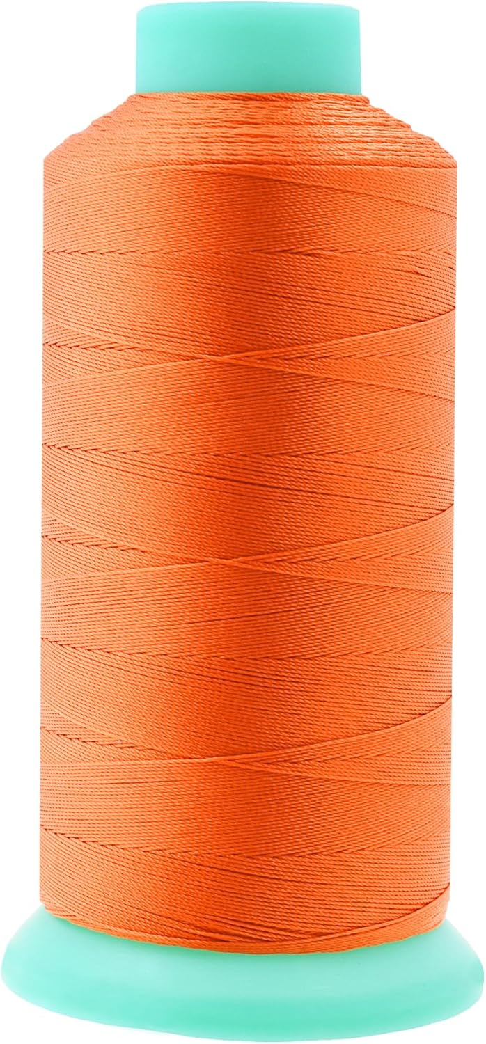 Mandala Crafts Orange Heavy Duty Thread -1100 Yds Tex 90 Thread for Sewing Drapery Jeans Leather Hair - Bonded Polyester for Outdoor Marine Upholstery