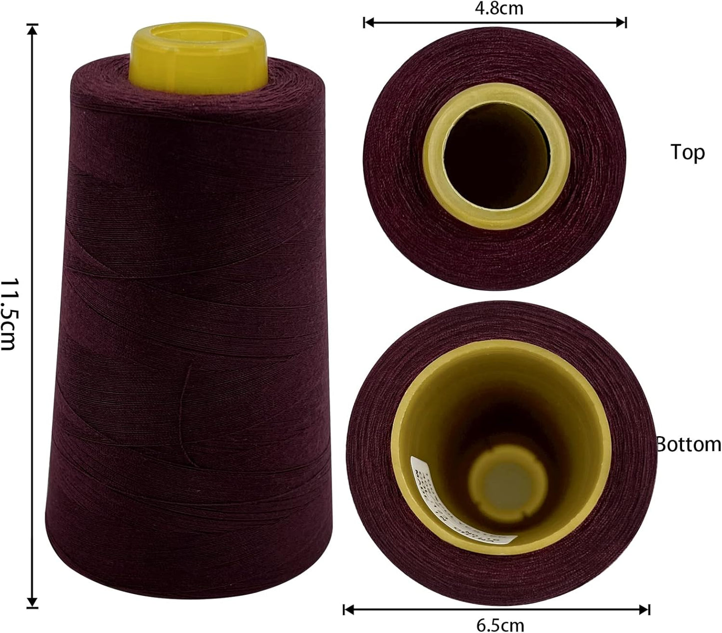Tortoise 4 Cones of 3000 Yards Each Spool Thread for All Purpose, Serger, Overlock, Quilting, Sewing Machine - 40S/2 Purplish-Red