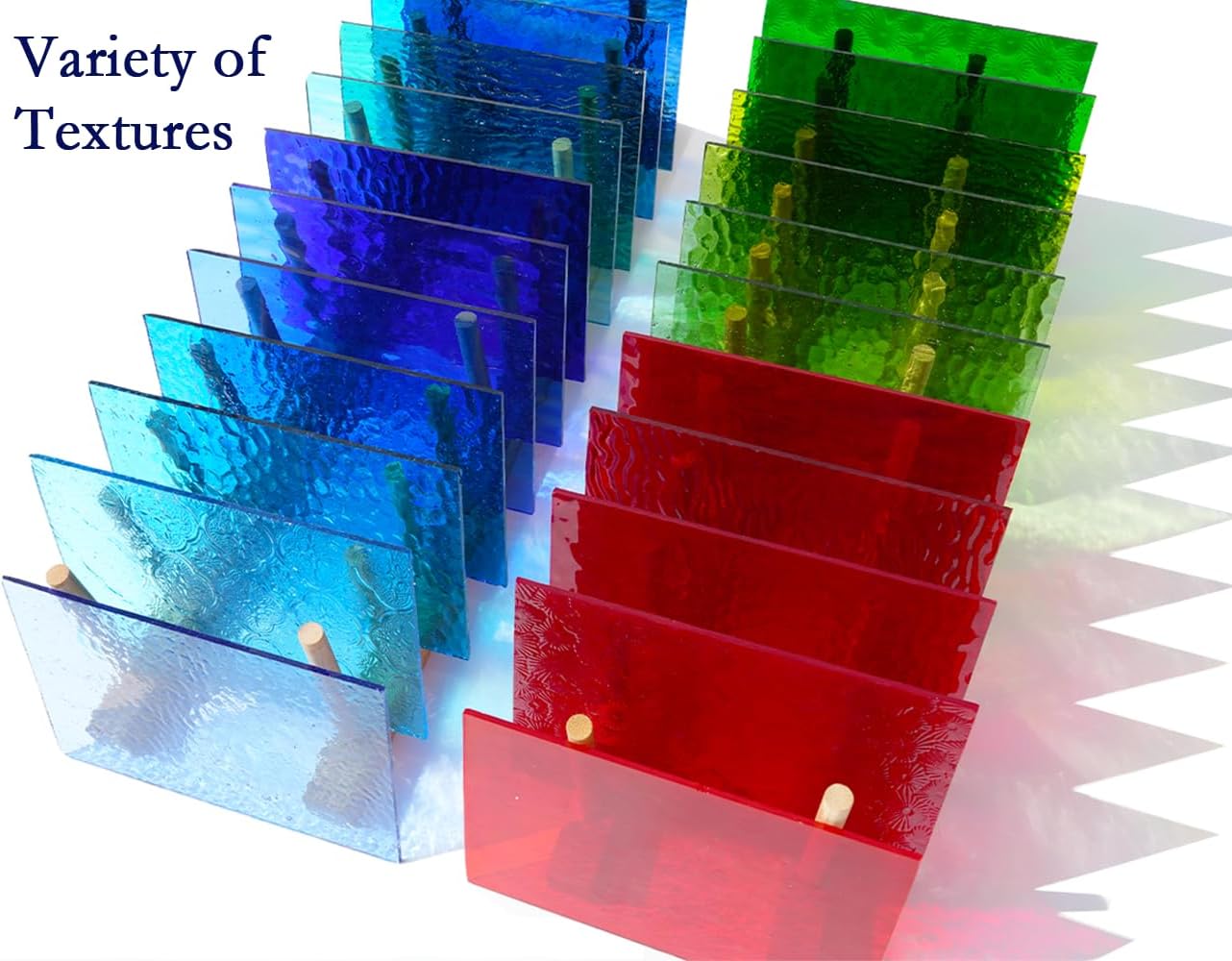 40 Transparent Stained Glass Sheets, 4”x6” Textured Bright Transparency Mosaic Glass Pack, Variety Cathedral Art Glass Pieces for DIY Mosaic Tiles Crafts, Home Decor, Suncatchers