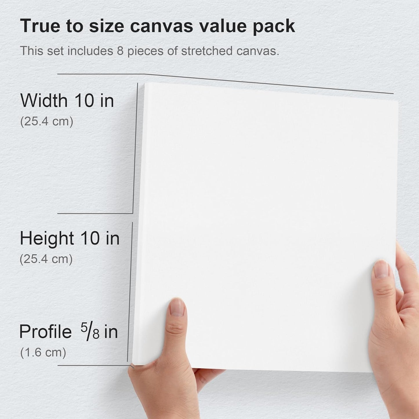 PHOENIX Square Canvas for Painting - 10x10 Inch/8 Value Pack, 8 Oz Triple Primed 5/8 Inch Profile 100% Cotton White Blank Canvas, Stretched Framed Canvas for Oil Acrylic