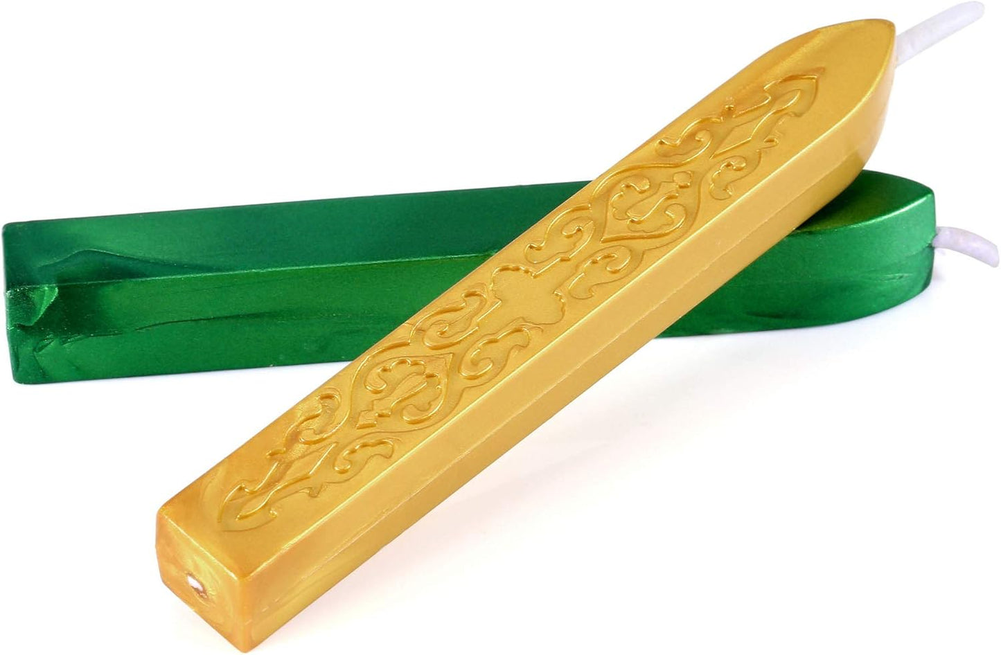 Yoption 5 Colors Sealing Wax Sticks, Vintage Totem Fire Manuscript Wax Seal Sticks with Wicks for Wax Seal Stamp (Gold+Silve+Red+Green+Blue)